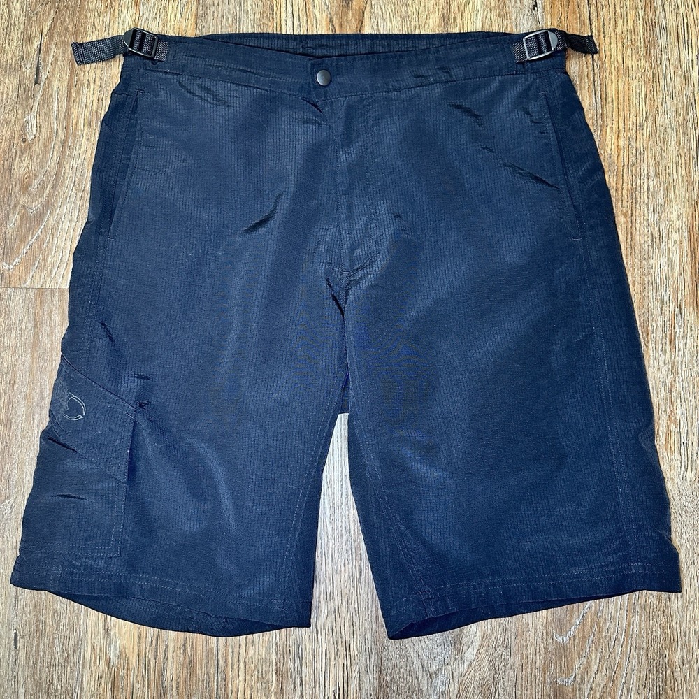 Grind Mens Black Bicycle Shorts Sz L Logo Belt Cycling Biking Biker Cargo Pocket